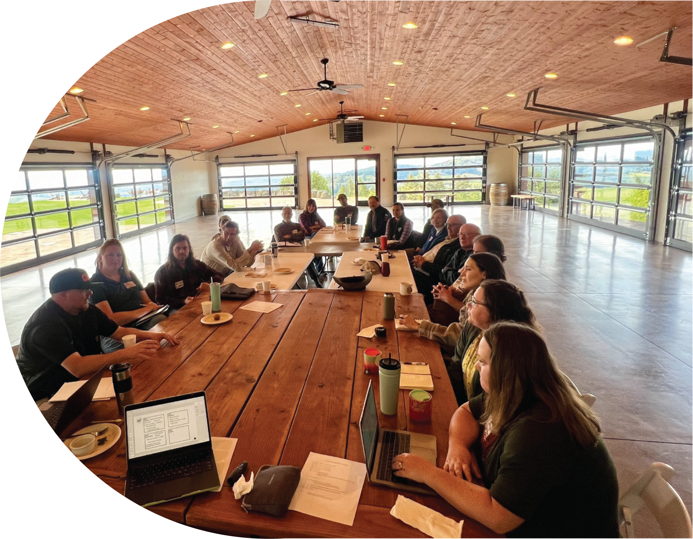 Oregon Organic Hazelnut growers during a meeting.