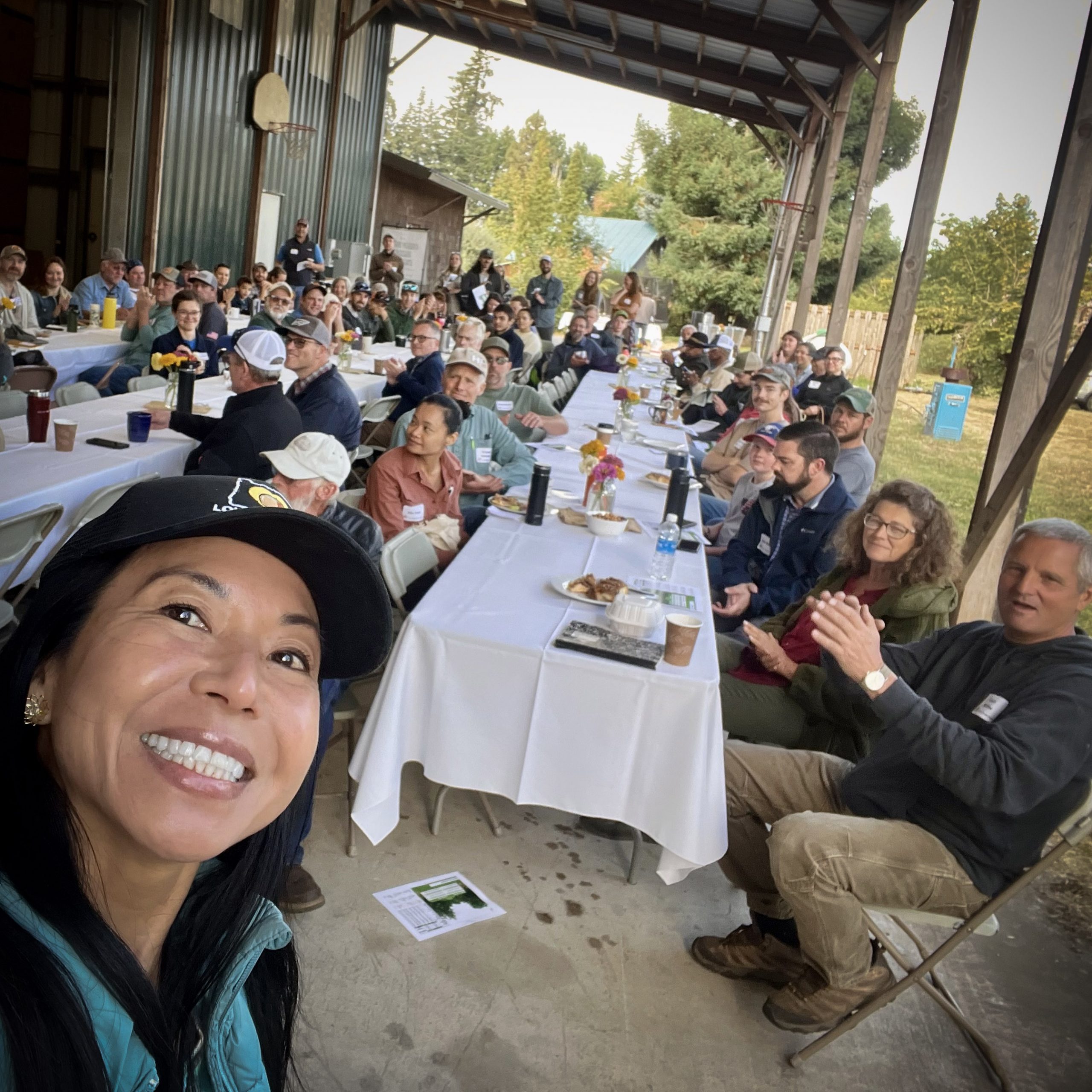 Meet-Growers-Square Oregon Organic Hazelnut growers during a meeting.